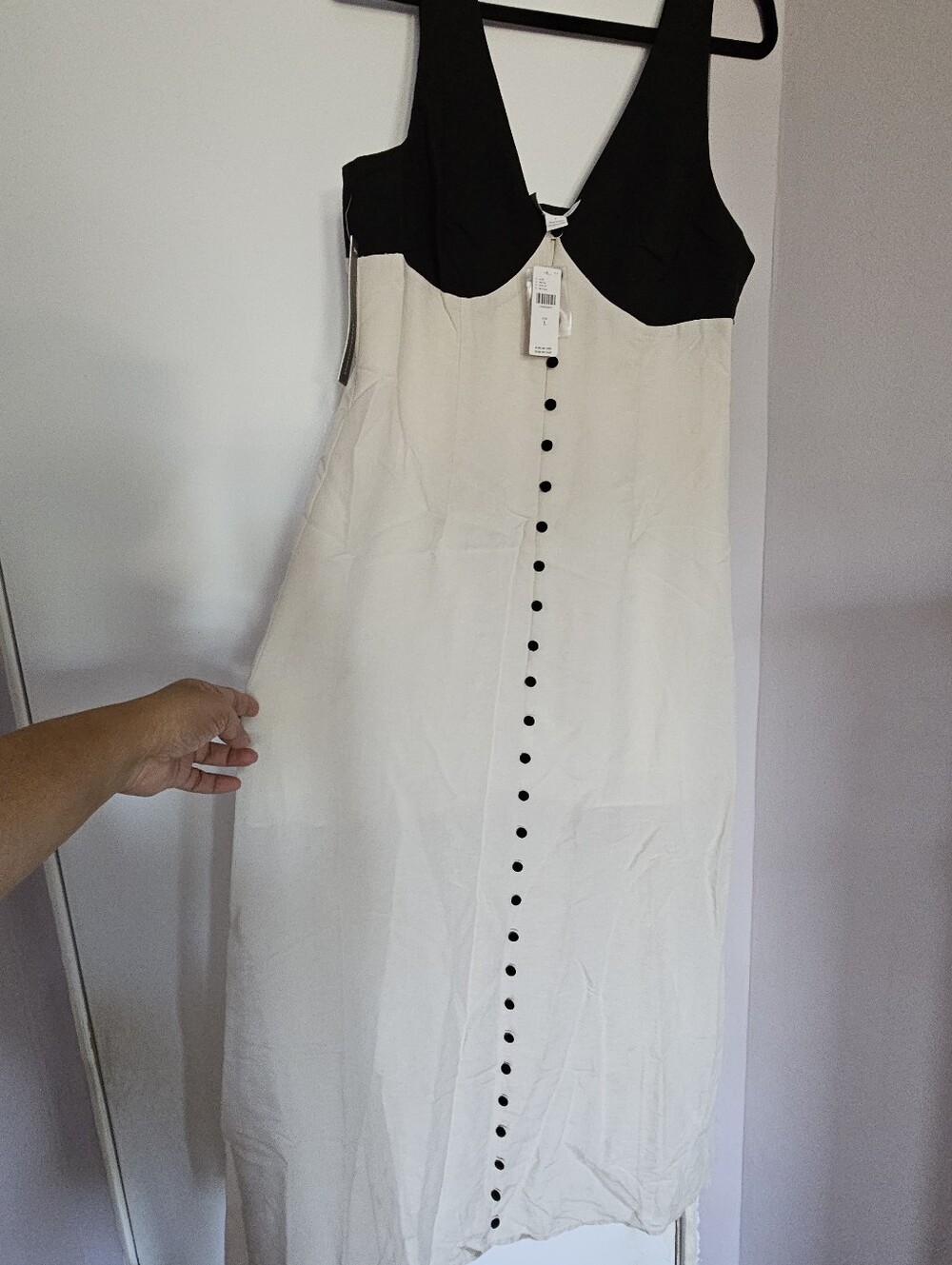Anthropologie MARE Sleeveless Black & Cream Button-Front Maxi Dress size Large - Picture 7 of 10